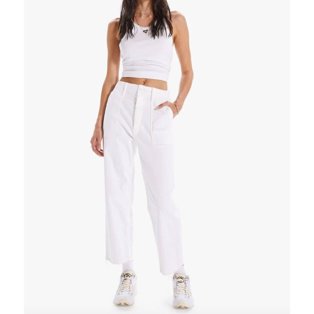 Mother - Patch Pocket Private Ankle Fray in Fairest of Them All White Size 25